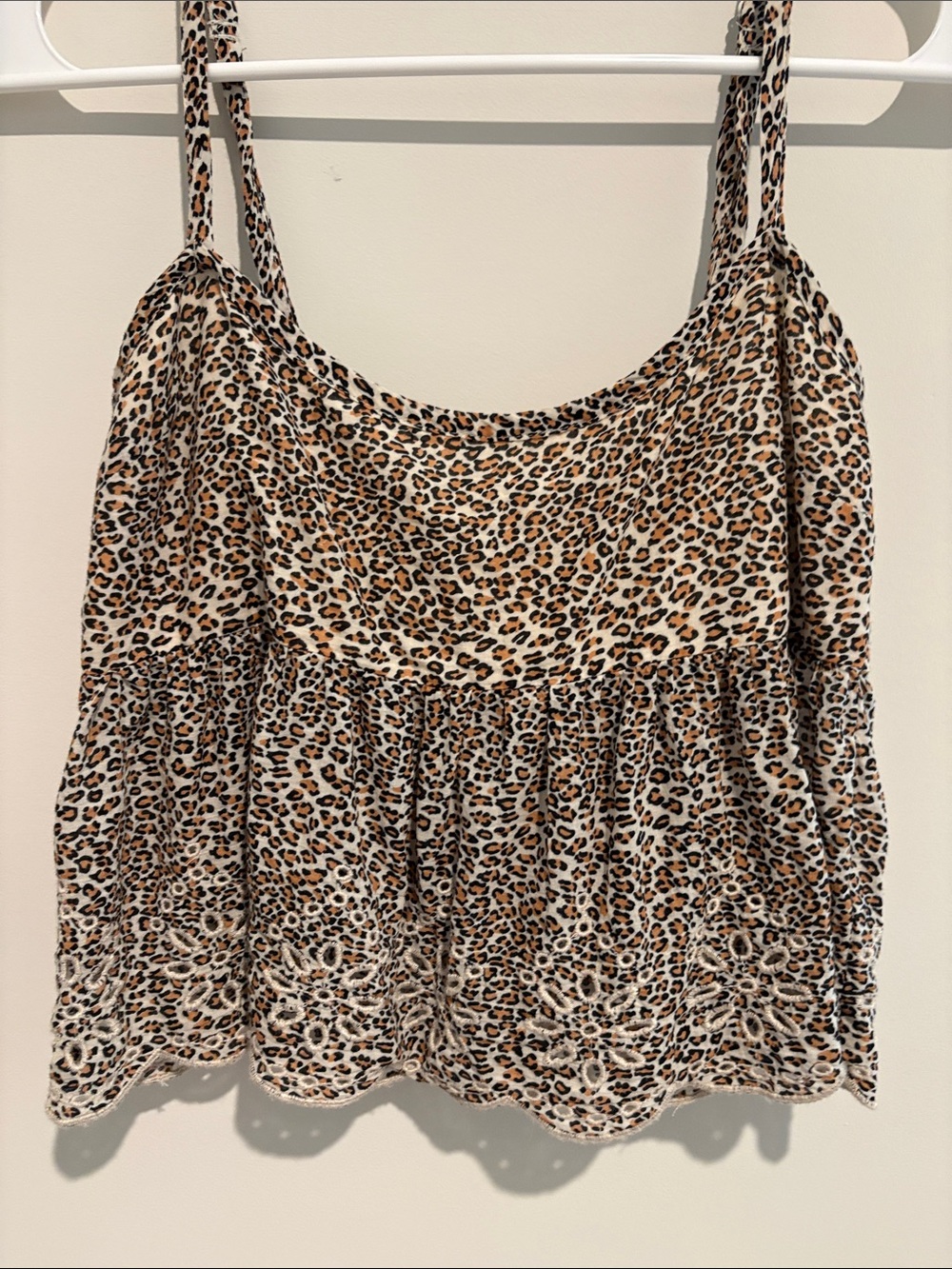 American Eagle Outfitters Leopard Print Spaghetti Strap Cami - Brown/Cream